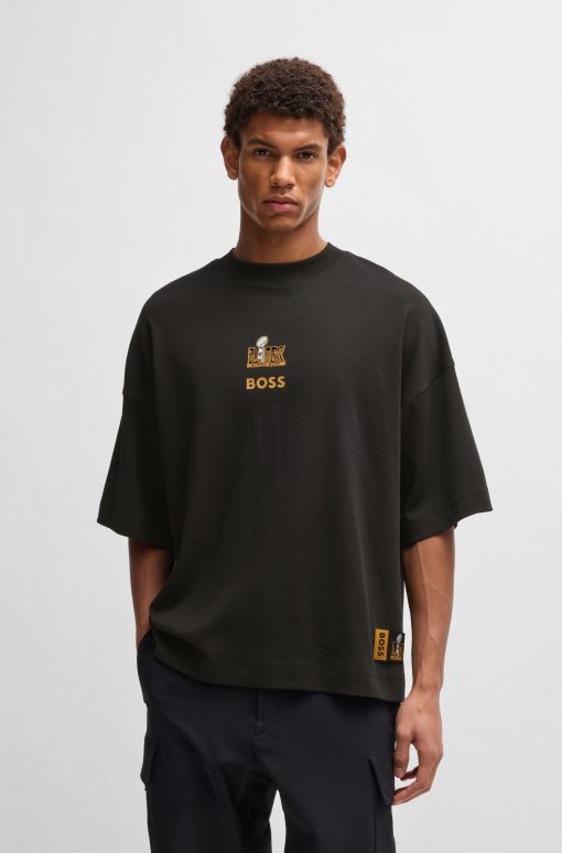 Hugo Boss T-Shirts-BOSS x NFL cotton T-shirt with gold-tone embroidery-boss hugo