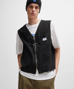 Hugo Boss-Zip-up waistcoat in cotton denim-hugoboss