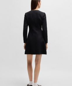 Hugo Boss Dresses-Bouclé dress with logo buttons-hugo 2