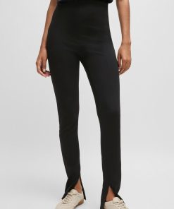 Hugo Boss Pants-Formal trousers in stretch fabric with slit hems-boss near me