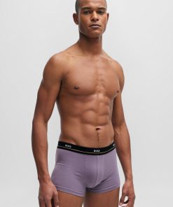 Hugo Boss Underwear-Five-pack of stretch-cotton trunks with logo waistbands-boss near me 2