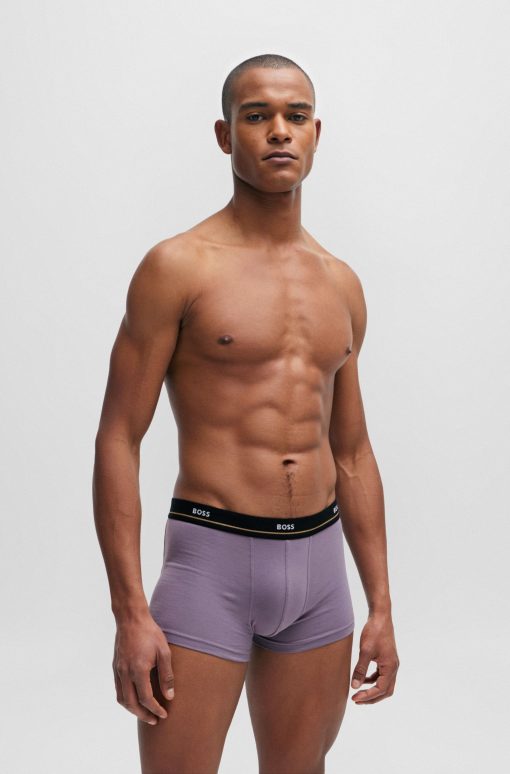 Hugo Boss Underwear-Five-pack of stretch-cotton trunks with logo waistbands-boss near me - Image 2