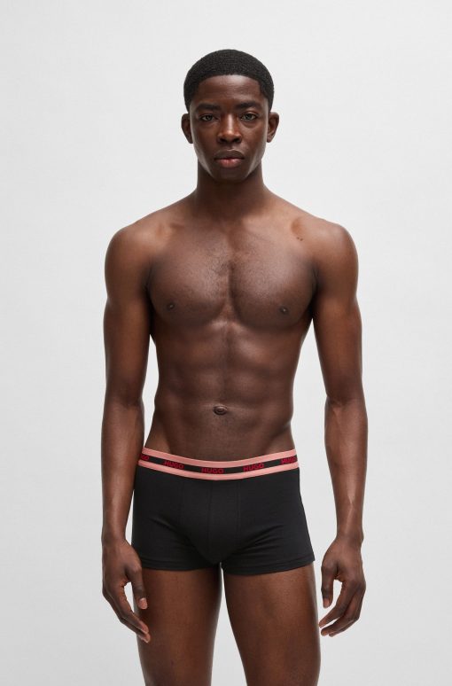 Hugo Boss Underwear-Three-pack of stretch-cotton trunks with logo waistbands-hugo boss near me - Image 2