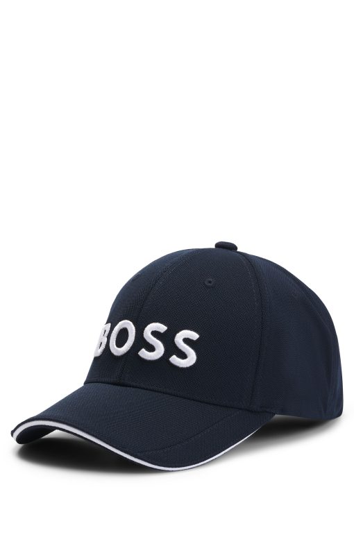 Hugo Boss-Knitted-piqué six-panel cap with embroidered logo-hugo boss store near me