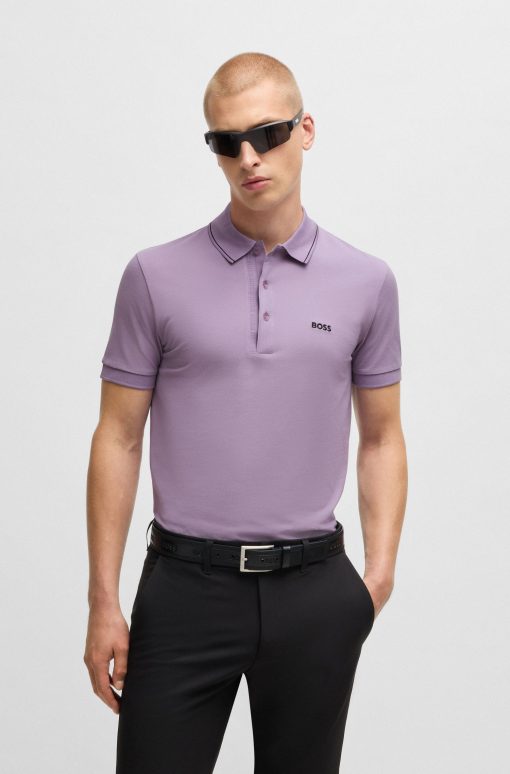 Hugo Boss Polo Shirts-Cotton-piqué slim-fit polo shirt with tonal logo-hugo