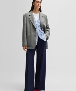 Hugo Boss Tailored Jackets-Oversize-fit blazer in melange wool-hugo boss near me 2