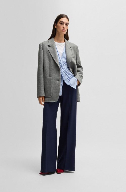 Hugo Boss Tailored Jackets-Oversize-fit blazer in melange wool-hugo boss near me - Image 2