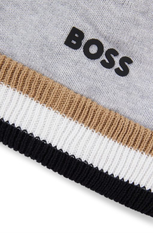 Hugo Boss-Kids' beanie hat with logo print and pompom-hugo boss store - Image 2