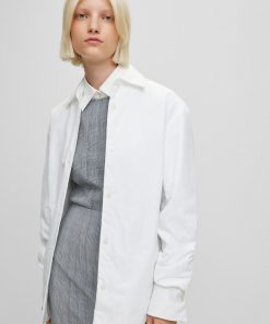 Hugo Boss Blouses-Oversize, padded cotton-poplin shirt jacket-boss outlet