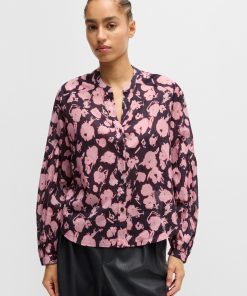 Hugo Boss Blouses-Regular-fit blouse in printed cotton voile-boss store