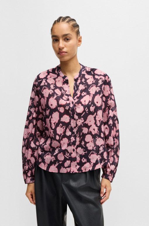 Hugo Boss Blouses-Regular-fit blouse in printed cotton voile-boss store