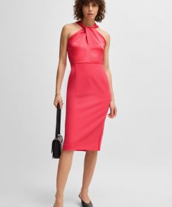 Hugo Boss Dresses-Twist-detail dress in stretch fabric-hugo boss sale