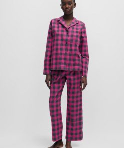 Hugo Boss Underwear, Pajamas, and Socks-Relaxed-fit pajama top in checked cotton flannel-boss store near me 2