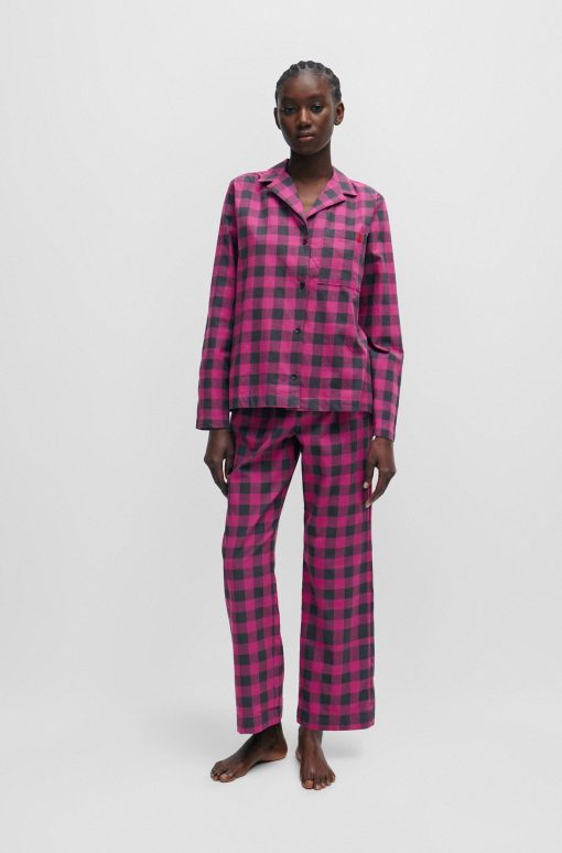 Hugo Boss Underwear, Pajamas, and Socks-Relaxed-fit pajama top in checked cotton flannel-boss store near me - Image 2