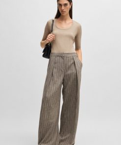 Hugo Boss Tops-Scoop-neck top in wool and cotton-boss near me 2