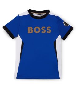 Hugo Boss-Kids’ slim-fit T-shirt with color-blocking and branding-hugo