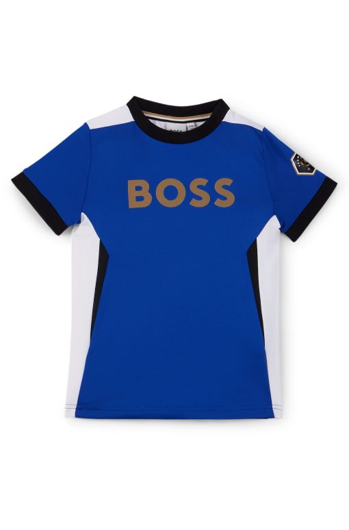 Hugo Boss-Kids' slim-fit T-shirt with color-blocking and branding-hugo