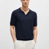 Hugo Boss Sweaters and Cardigans-Zip-neck sweater with mixed structures-boss store near me 3