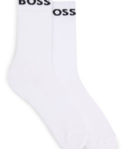 Hugo Boss Socks-Two-pack of quarter-length socks in stretch fabric-boss near me