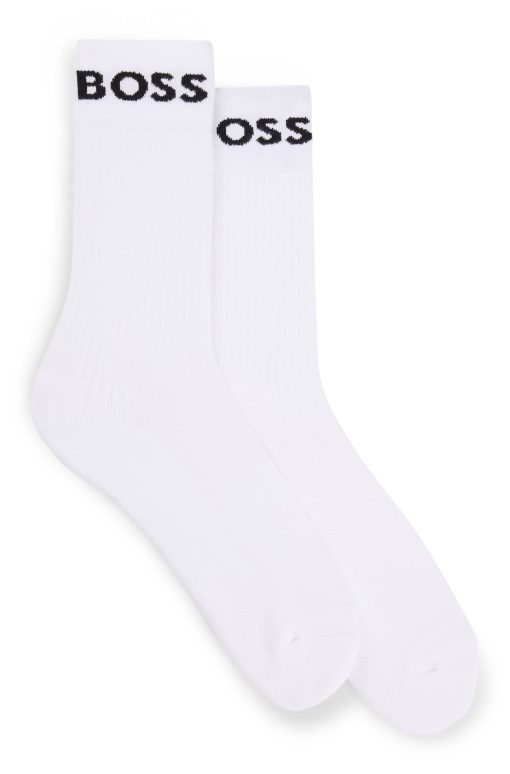 Hugo Boss Socks-Two-pack of quarter-length socks in stretch fabric-boss near me