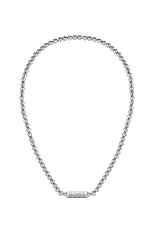 Hugo Boss Cufflinks and Jewelry-Beaded necklace in brushed stainless steel with octagonal closure-boss outlet