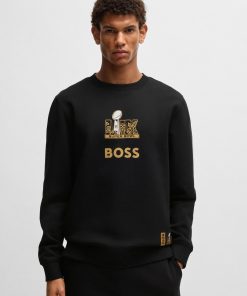 Hugo Boss Tracksuits-BOSS x NFL stretch sweatshirt with gold-tone artwork-boss store near me