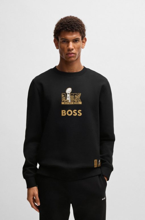 Hugo Boss Tracksuits-BOSS x NFL stretch sweatshirt with gold-tone artwork-boss store near me