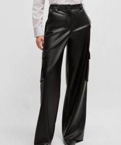 Hugo Boss-Loose-fit cargo trousers in faux leather-hugoboss