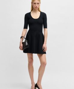 Hugo Boss Dresses-Knitted dress in ottoman-structured stretch fabric-hugo by hugo boss 2