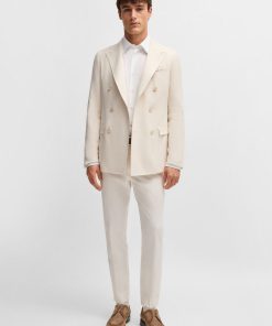 Hugo Boss Sport Coats-Slim-fit blazer in patterned silk and cashmere-hugo boss store near me 2