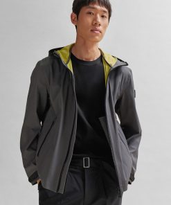 Hugo Boss Jackets and Coats-Water-repellent softshell jacket with logo badge-hugoboss