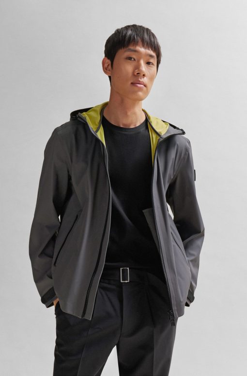 Hugo Boss Jackets and Coats-Water-repellent softshell jacket with logo badge-hugoboss