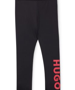 Hugo Boss-Kids’ leggings in stretch fabric with vertical logo print-hugoboss