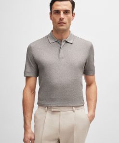 Hugo Boss Polo Shirts-Regular-fit polo shirt in mouliné cotton and silk-hugo boss outlet