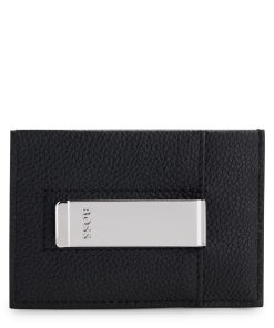 Hugo Boss Wallets and Key Rings-Brass money clip with card holder in grained leather-hugo boss store