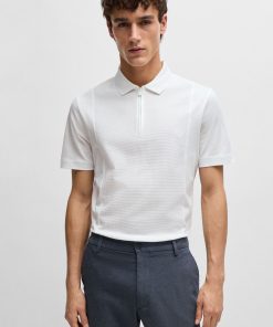 Hugo Boss Polo Shirts-Zip-neck polo shirt in stretch cotton-boss near me