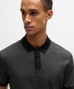 Hugo Boss Polo Shirts-Mercerized-cotton polo shirt with micro pattern-boss near me 2