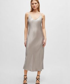 Hugo Boss Dresses-Evening dress in liquid-soft fabric with layered neckline-hugoboss 2