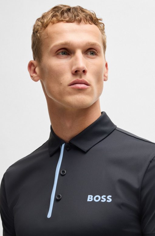 Hugo Boss Polo Shirts-Paddy polo shirt in quick-dry ribbed fabric-hugo boss outlet - Image 2