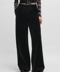 Hugo Boss-Relaxed-fit tracksuit bottoms in stretch velour-hugo