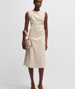 Hugo Boss Dresses-Melange dress with frayed and gathered details-hugo boss outlet