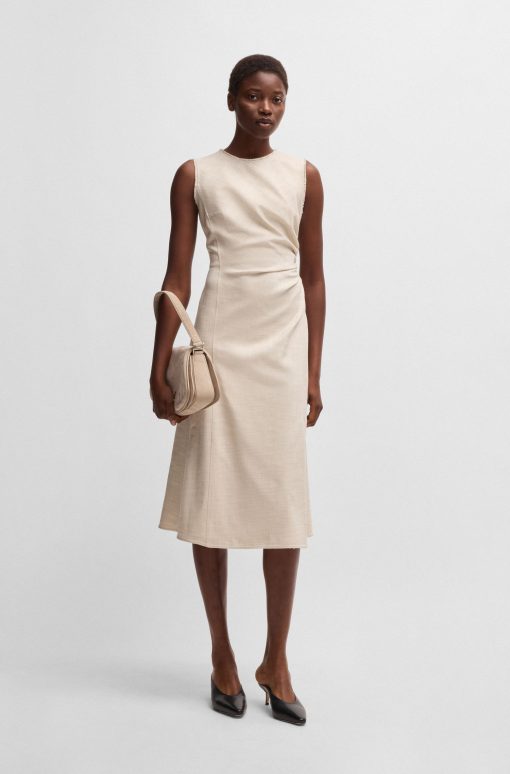 Hugo Boss Dresses-Melange dress with frayed and gathered details-hugo boss outlet