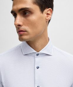 Hugo Boss Shirts-Casual-fit shirt in structured cotton with spread collar-hugo boss store near me 2