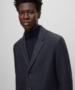 Hugo Boss Jackets and Coats-Slim-fit coat in a micro-patterned wool blend-boss store 2