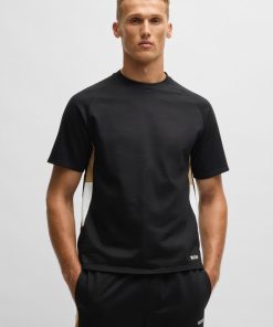 Hugo Boss Sweatshirts and Jogging Pants-Cotton-terry T-shirt with contrast side panels-boss store near me