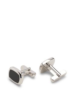 Hugo Boss Cufflinks and Jewelry-Brass cufflinks with black enamel insert-hugo boss store near me