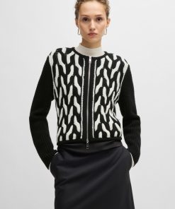 Hugo Boss Sweaters and Cardigans-Slim-fit jacket in wool jacquard-boss store near me