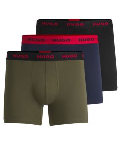 Hugo Boss Underwear-Three-pack of stretch-cotton boxer briefs with logos-hugo boss outlet