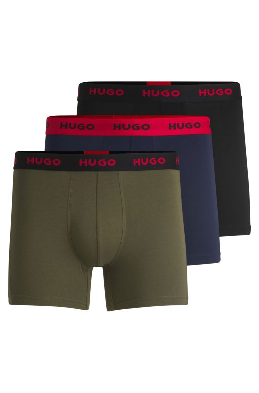 Hugo Boss Underwear-Three-pack of stretch-cotton boxer briefs with logos-hugo boss outlet