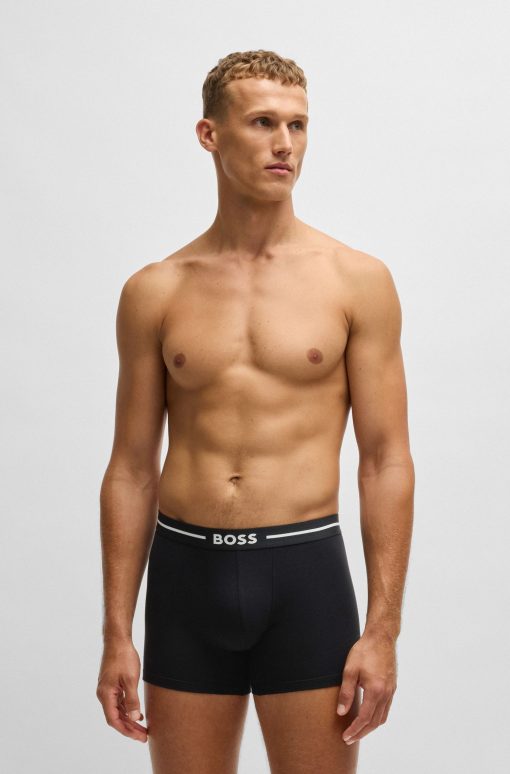 Hugo Boss Underwear-Three-pack of stretch-cotton boxer briefs with logos-hugo - Image 2